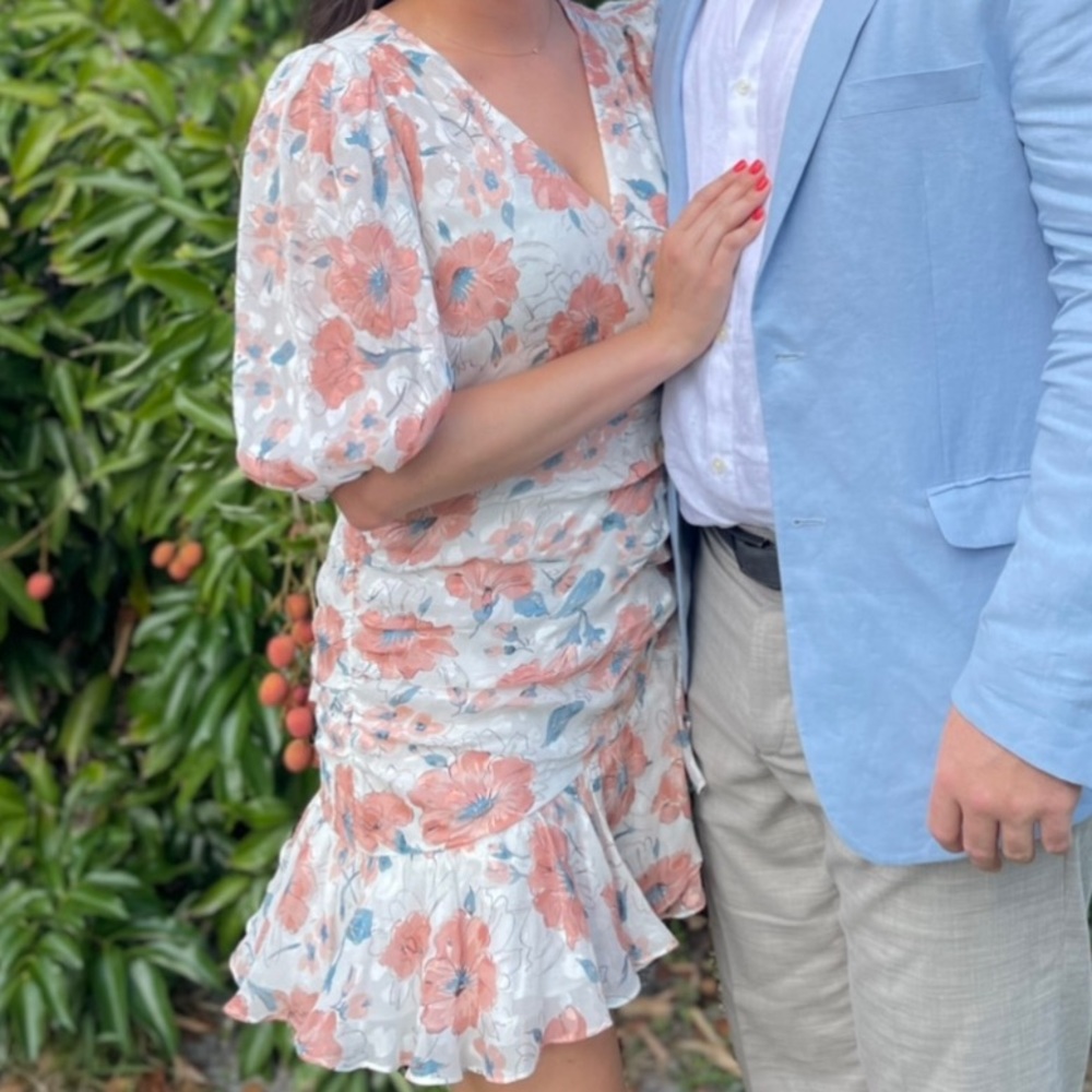 Rebecca Taylor silk pink, coral floral Amelie Fleur Wrap Dress - Picture 4 of 6